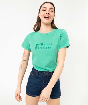 Tee-shirt femme à manches courtes avec message vue1 - GEMO(FEMME PAP) - GEMO