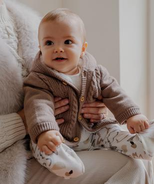 Gilet à capuche en maille torsadée doublé sherpa bébé garçon vue5 - GEMO(BB COUCHE) - GEMO
