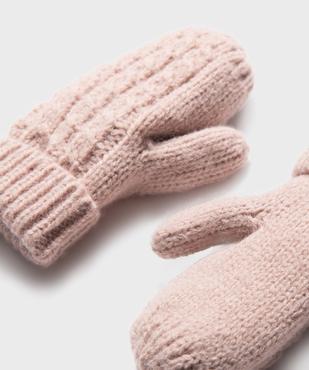 Moufles en maille fantaisie bébé fille vue2 - GEMO(BEBE DEBT) - GEMO