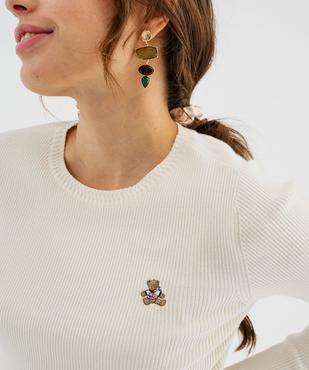 Pull fin en maille côtelée à col rond femme - LuluCastagnette vue3 - LULUCASTAGNETTE - GEMO