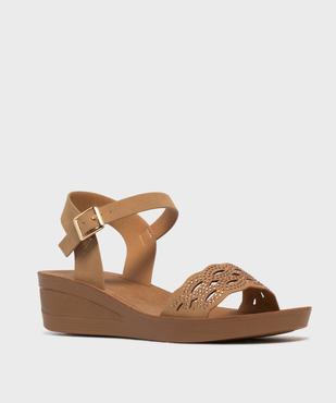 Sandales à talon compensée et bride ajourée à strass femme vue2 - VALENTINA BALDA - GEMO