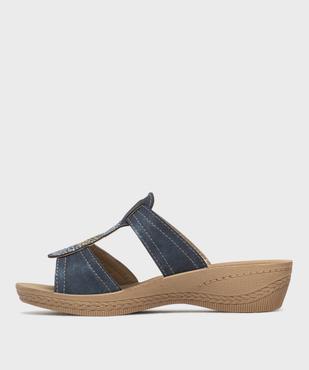 Mules confort à talon compensé et semelle intérieure cuir femme - G'Flex vue3 - G'FLEX - GEMO