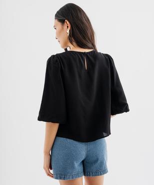Blouse manches 3/4 avec empiècement brodé femme vue3 - GEMO(FEMME PAP) - GEMO