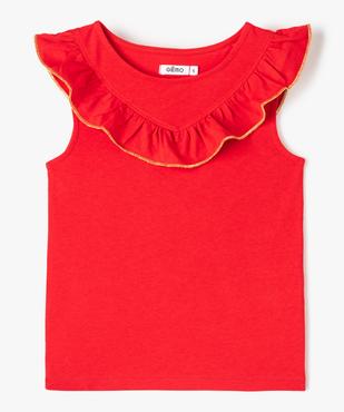 Tee-shirt fille sans manches à plastron volanté vue1 - GEMO (ENFANT) - GEMO