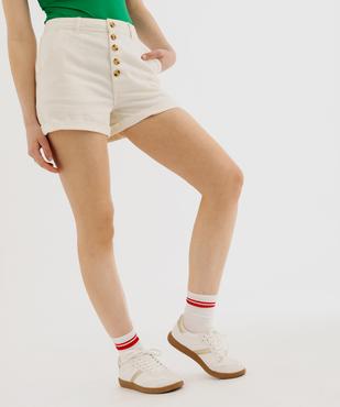 Short en twill ample taille haute à boutons femme vue5 - GEMO 4G FEMME - GEMO
