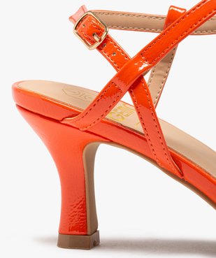 Sandales femme à talon fin avec brides vernies et unies vue6 - GEMO(URBAIN) - GEMO