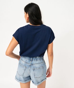 Tee-shirt manches courtes à broderies fleuries femme vue3 - GEMO(FEMME PAP) - GEMO