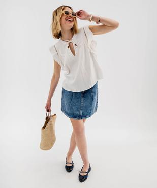 Blouse manches courtes en gaze de coton femme vue4 - GEMO(FEMME PAP) - GEMO