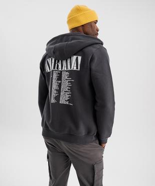 Sweat zippé à capuche avec motif poitrine et dos homme - Nirvana vue3 - NIRVANA - GEMO