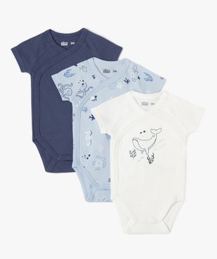 Body manches courtes fermeture croisée motifs marins bébé (lot de 3) vue2 - GEMO 4G BEBE - GEMO