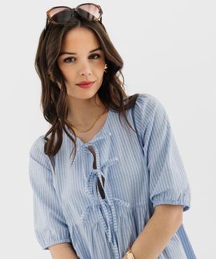 Robe courte à rayures avec fermeture liens femme vue2 - GEMO(FEMME PAP) - GEMO