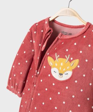 Pyjama en velours ouverture devant à motif biche bébé fille vue2 - GEMO 4G BEBE - GEMO