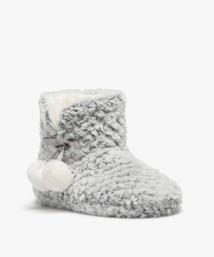 Chaussons boots fourrées avec pompons décoratifs femme vue2 - GEMO(HOMWR FEM) - GEMO