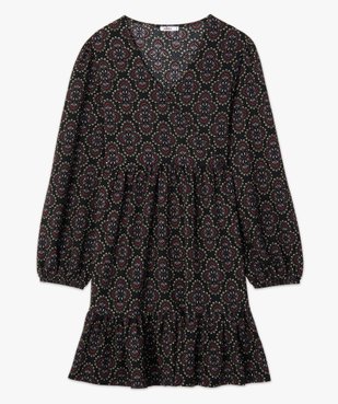 Robe femme imprimée à manches longues avec haut cache-cœur  vue4 - GEMO(FEMME PAP) - GEMO