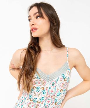 Nuisette en viscose avec col V dentelle et fines bretelles femme vue2 - GEMO 4G FEMME - GEMO