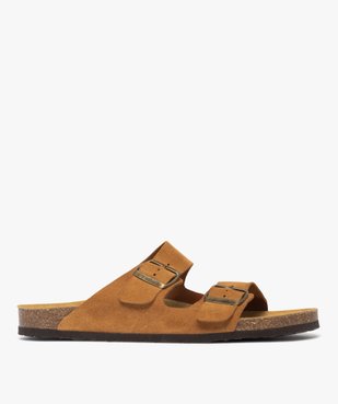 Mules homme à double brides à boucle unies noir vue1 - GEMO 4G HOMME - GEMO