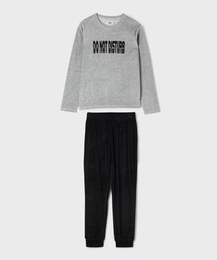 Pyjama en velours bicolore avec inscription garçon vue1 - GEMO (JUNIOR) - GEMO
