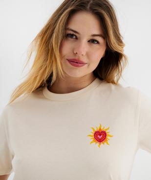 Tee-shirt manches courtes en jersey de coton imprimé devant et dos femme vue2 - GEMO 4G FEMME - GEMO