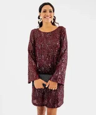 Robe courte à sequins femme vue1 - GEMO(FEMME PAP) - GEMO