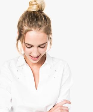 Blouse en coton avec perles brodées vue2 - GEMO(FEMME PAP) - GEMO
