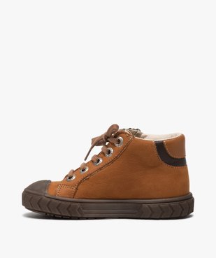 Boots garçon en cuir fermeture lacets et zip - Bopy vue3 - BOPY - GEMO