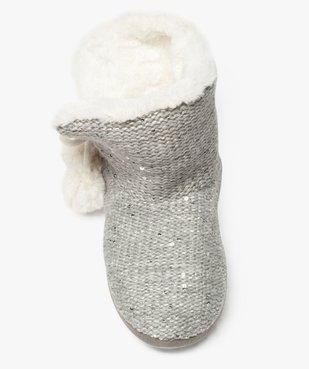 Chaussons femme forme boots en maille décorée de sequins et pompons vue5 - GEMO(HOMWR FEM) - GEMO