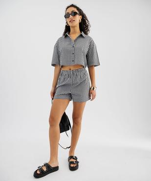 Chemise manches courtes coupe courte motif vichy femme vue6 - GEMO(FEMME PAP) - GEMO