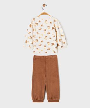 Pyjama en velours 2 pièces assorties bébé vue4 - GEMO 4G BEBE - GEMO