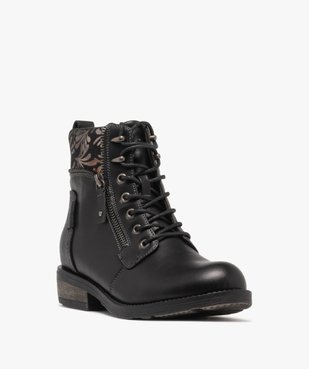 Boots femme à lacets avec col fantaisie et zip  vue3 - EMILIA ROSA - GEMO