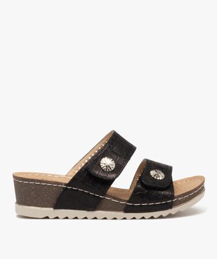 Mules femme confort à talon compensé et brides fantaisie vue1 - SANS MARQUE - GEMO