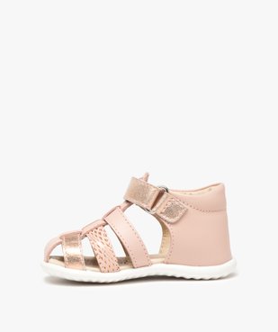 Sandales bébé fille en cuir avec détails scintillants vue3 - GEMO(BEBE DEBT) - GEMO