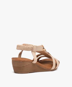 Sandales femme à petit talon compensé dessus en perles vue4 - SANS MARQUE - GEMO