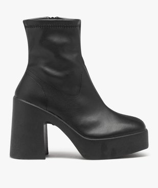 Boots femme unies à semelle plateforme et talon flare vue1 - GEMO(URBAIN) - GEMO