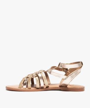 Sandales femme à fines brides métallisées en cuir - Tanéo vue3 - TANEO - GEMO