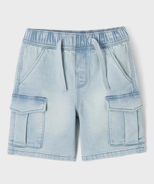 Bermuda parachute en jean stretch avec taille ajustable garçon vue1 - GEMO 4G GARCON - GEMO