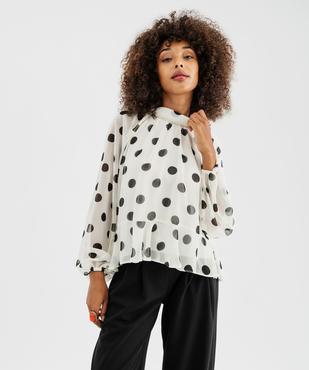 Blouse à pois en voile avec lien dans le dos femme vue3 - GEMO(FEMME PAP) - GEMO