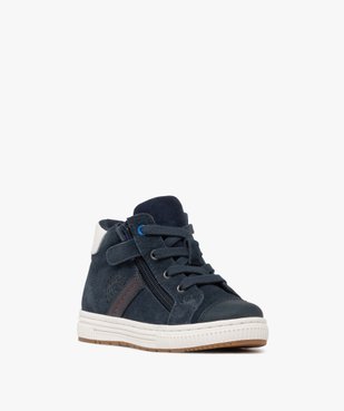 Baskets mid-cut dessus en cuir suédé à zip et lacets garçon - Buggy vue2 - BUGGY GEMO FOR GOOD - GEMO