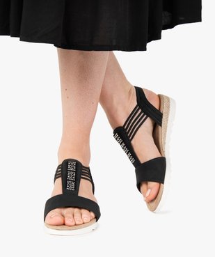 Sandales à petit talon compensé et brides élastiques femme vue1 - VALENTINA BALDA - GEMO