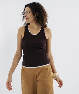 Débardeur en coton avec finitions contrastantes femme vue1 - GEMO 4G FEMME - GEMO