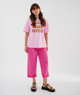 Pantalon en toile fine rayée femme vue5 - GEMO(FEMME PAP) - GEMO