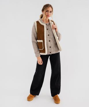 Gilet à col rond en grosse maille femme vue4 - GEMO 4G FEMME - GEMO