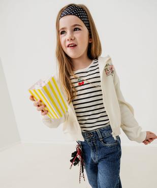 Tee-shirt manches longues à rayures et finition roulottée fille vue2 - GEMO 4G FILLE - GEMO