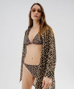 Chemise de plage en popeline de coton imprimée léopard femme vue5 - GEMO 4G FEMME - GEMO