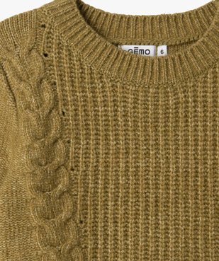 Pull en maille avec torsades sur l’avant fille vue2 - GEMO (ENFANT) - GEMO