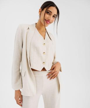 Veste blazer en viscose et lin femme vue2 - GEMO(FEMME PAP) - GEMO