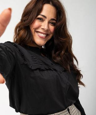 Chemise en coton avec plastron froncé femme grande taille vue1 - GEMO (G TAILLE) - GEMO