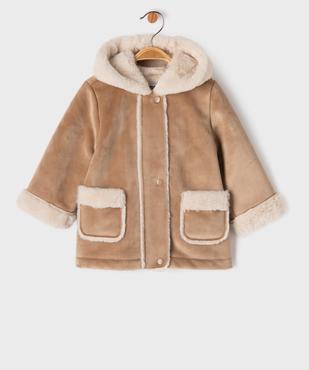 Manteau à capuche en velours doublure chaude bébé fille vue1 - GEMO(BEBE DEBT) - GEMO