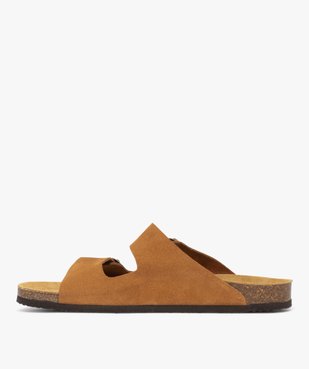 Mules homme à double brides à boucle unies noir vue3 - GEMO 4G HOMME - GEMO