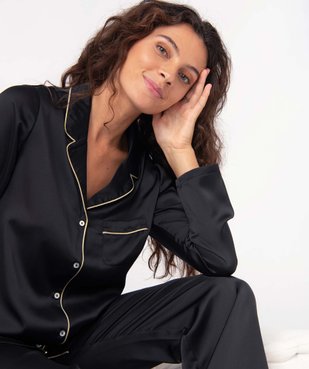 Pyjama femme en matière satinée avec liseré scintillant vue5 - GEMO(HOMWR FEM) - GEMO