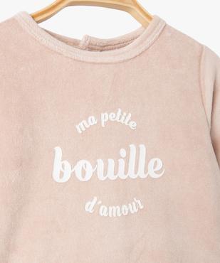 Pyjama bébé fille en velours à message vue2 - PREMIER PRIX BY GEMO - GEMO